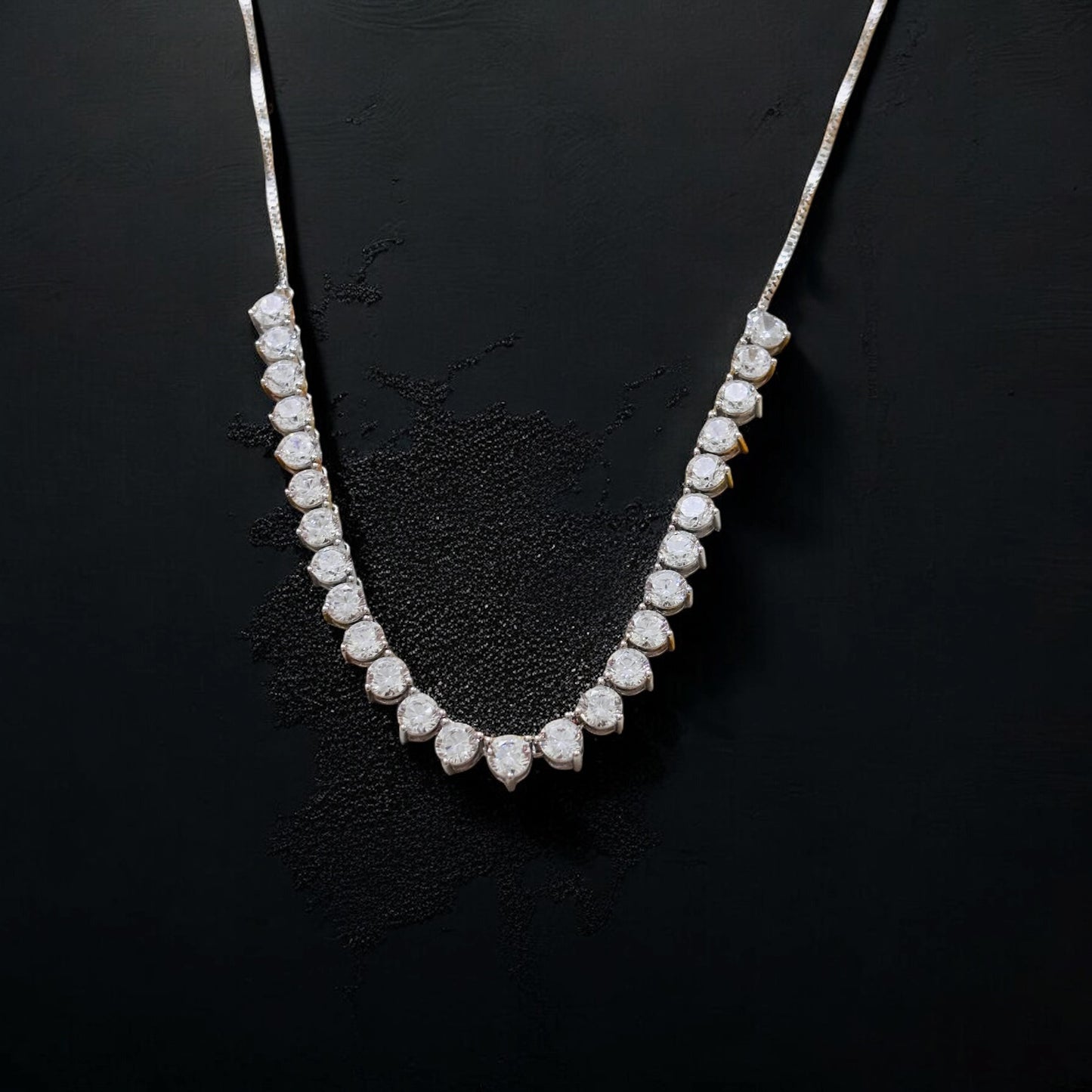 String of solitaire 925 silver necklace set