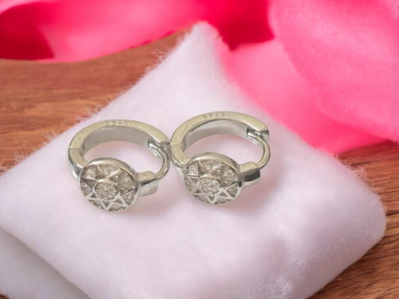 Trendy Hoop CZ Tik Tok Silver Earring