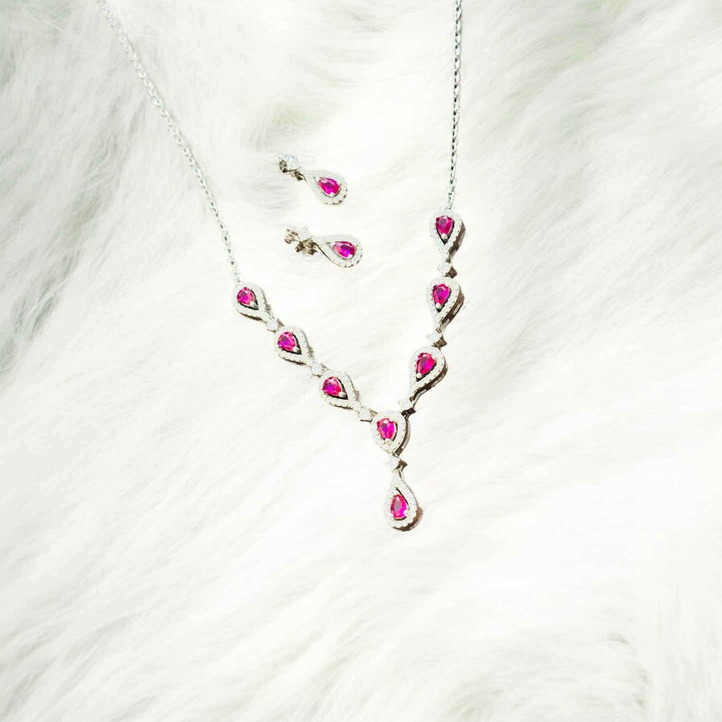 Tear drop Ruby Necklace Set