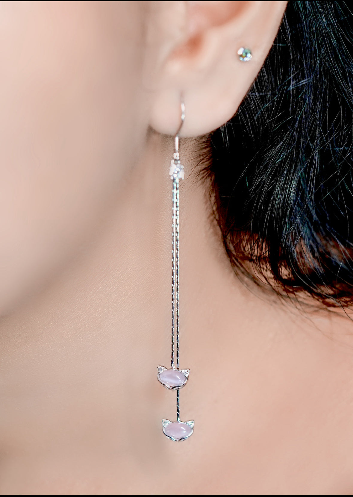 The dangling 925 silver Meow Earrings