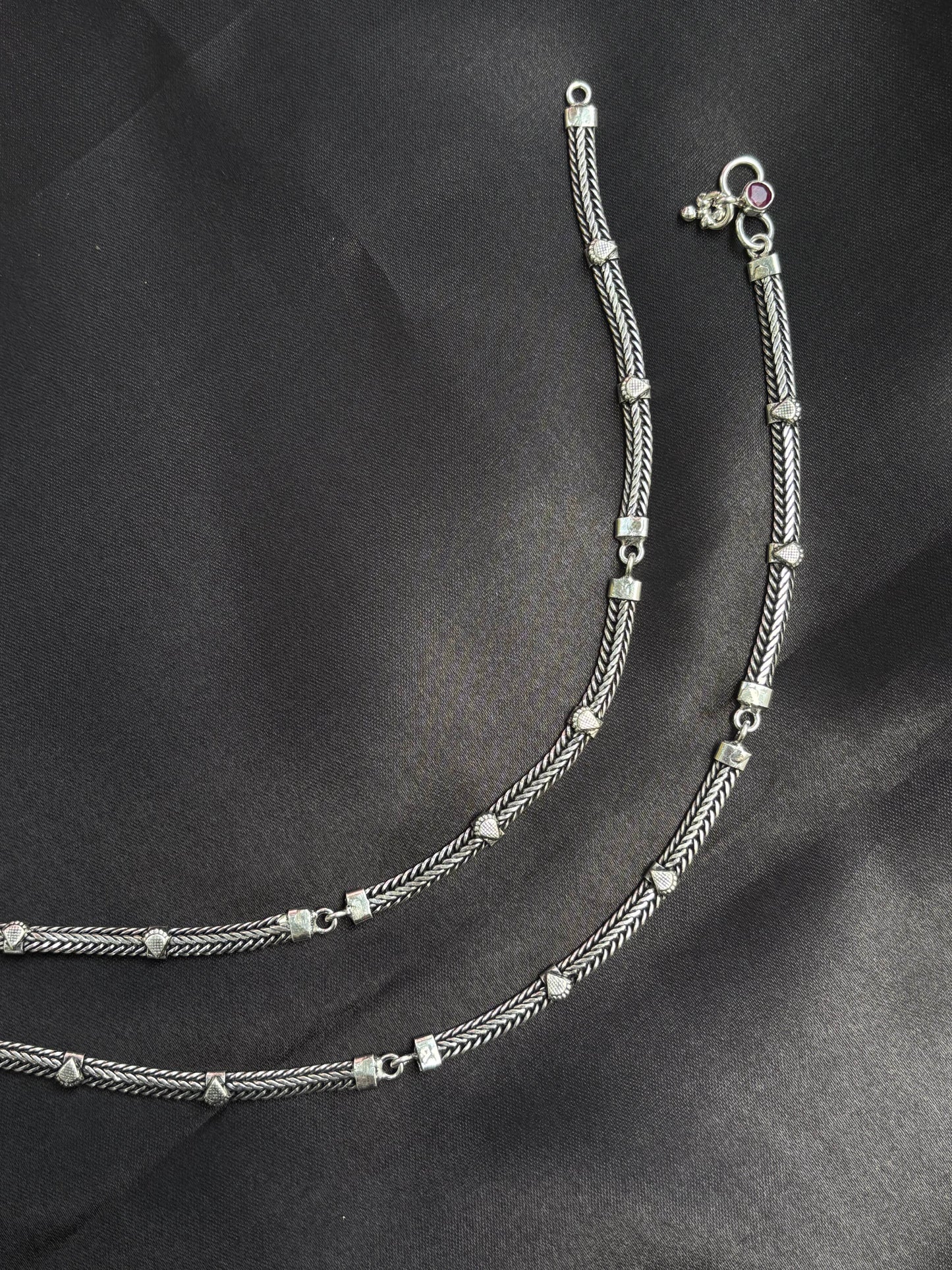 Tribal Oxidised 925 silver anklet