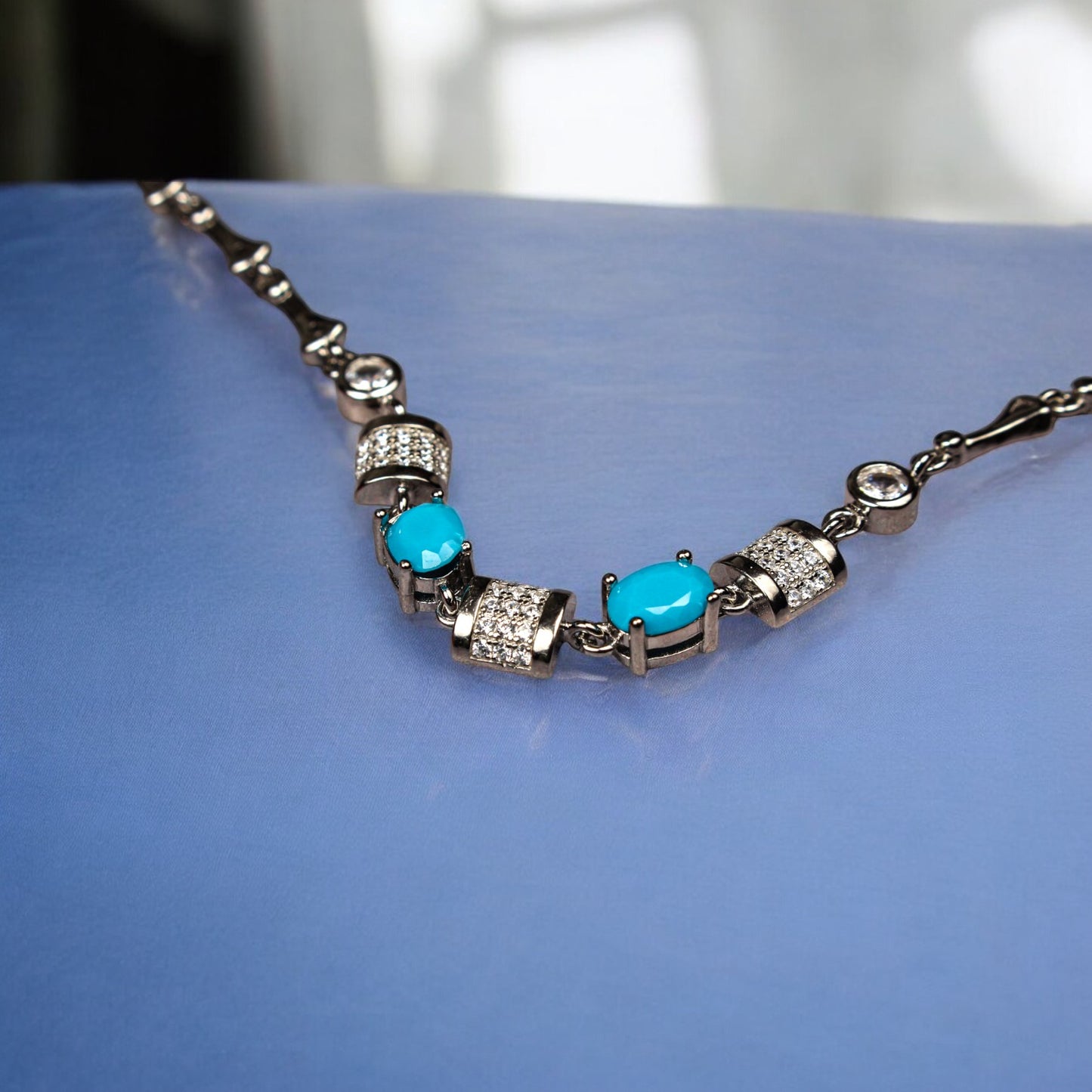Turquoise link lock silver bracelet
