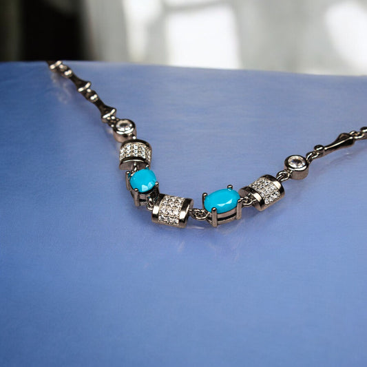 Turquoise link lock silver bracelet