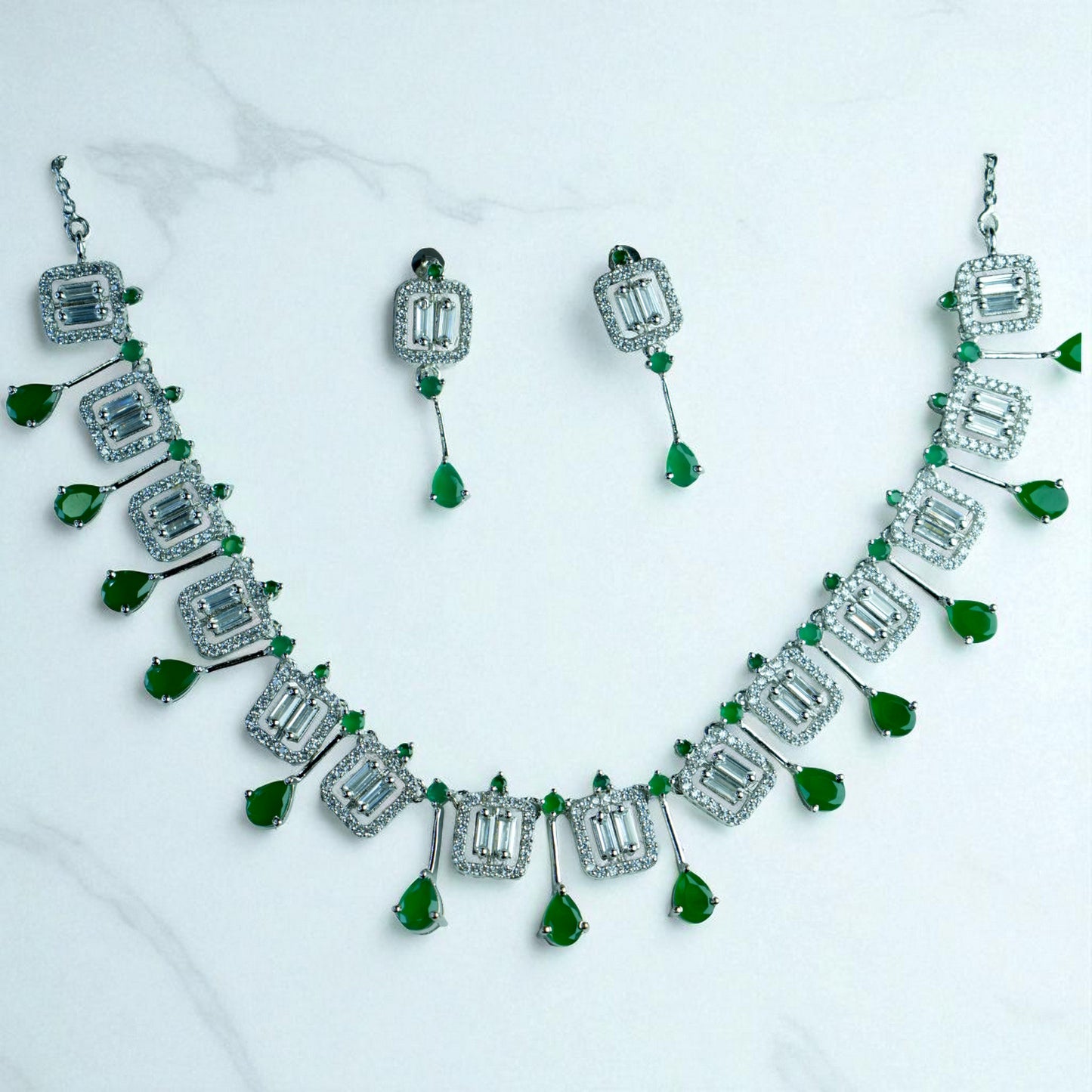 Twilight Emerald 925 Silver Statement Necklace