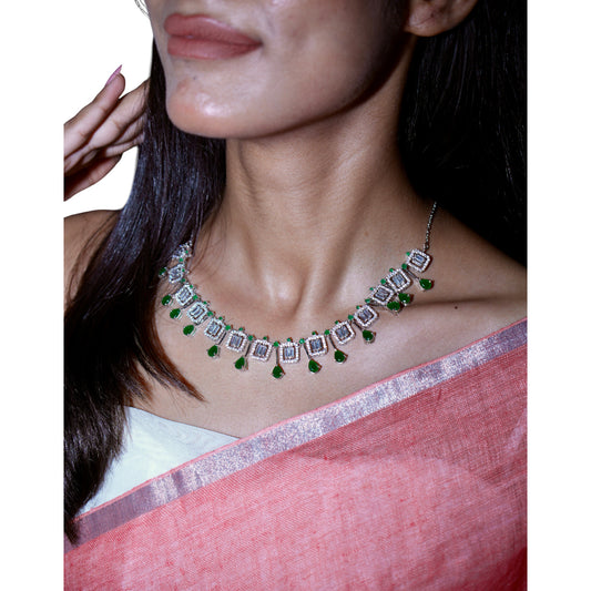 Twilight Emerald 925 Silver Statement Necklace
