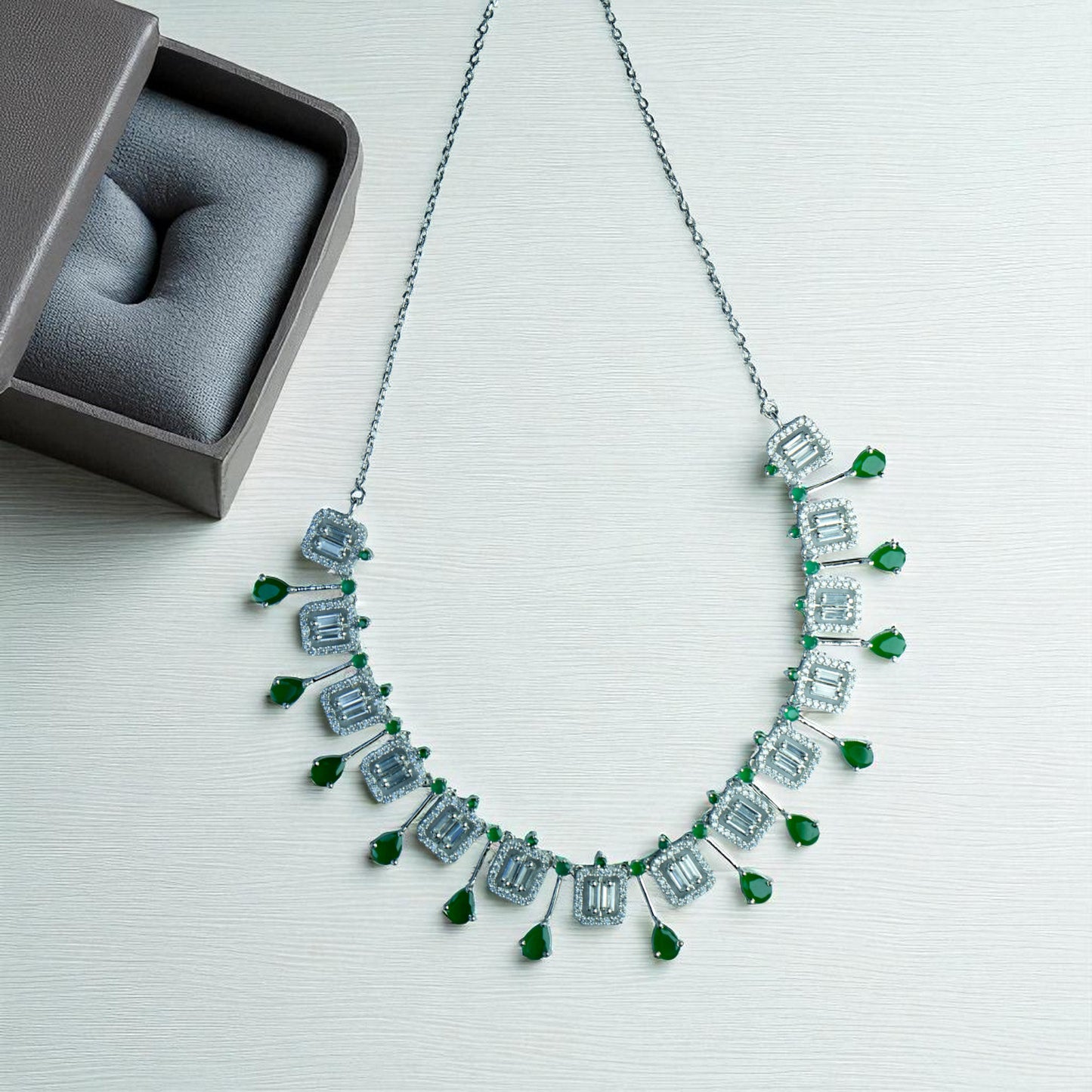 Twilight Emerald 925 Silver Statement Necklace