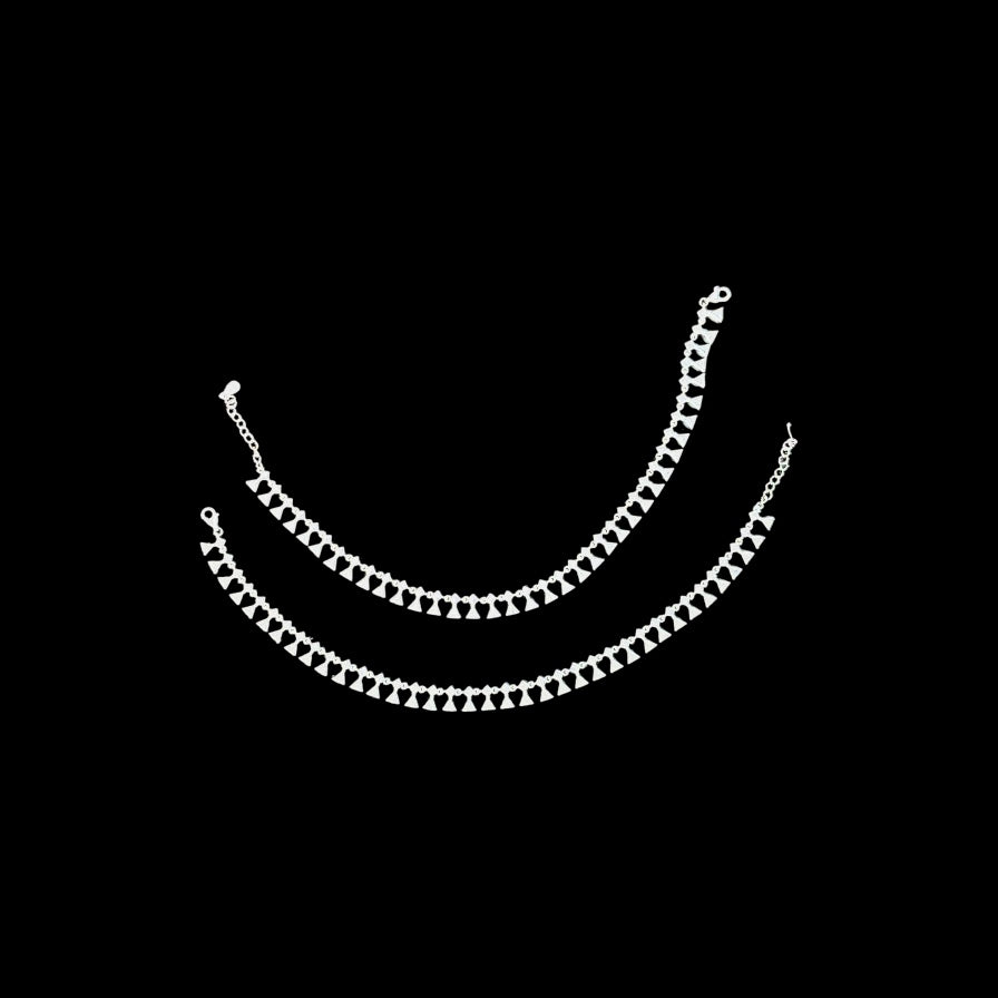 Twinkle Triangular Solitaire charms 925 Silver Anklet