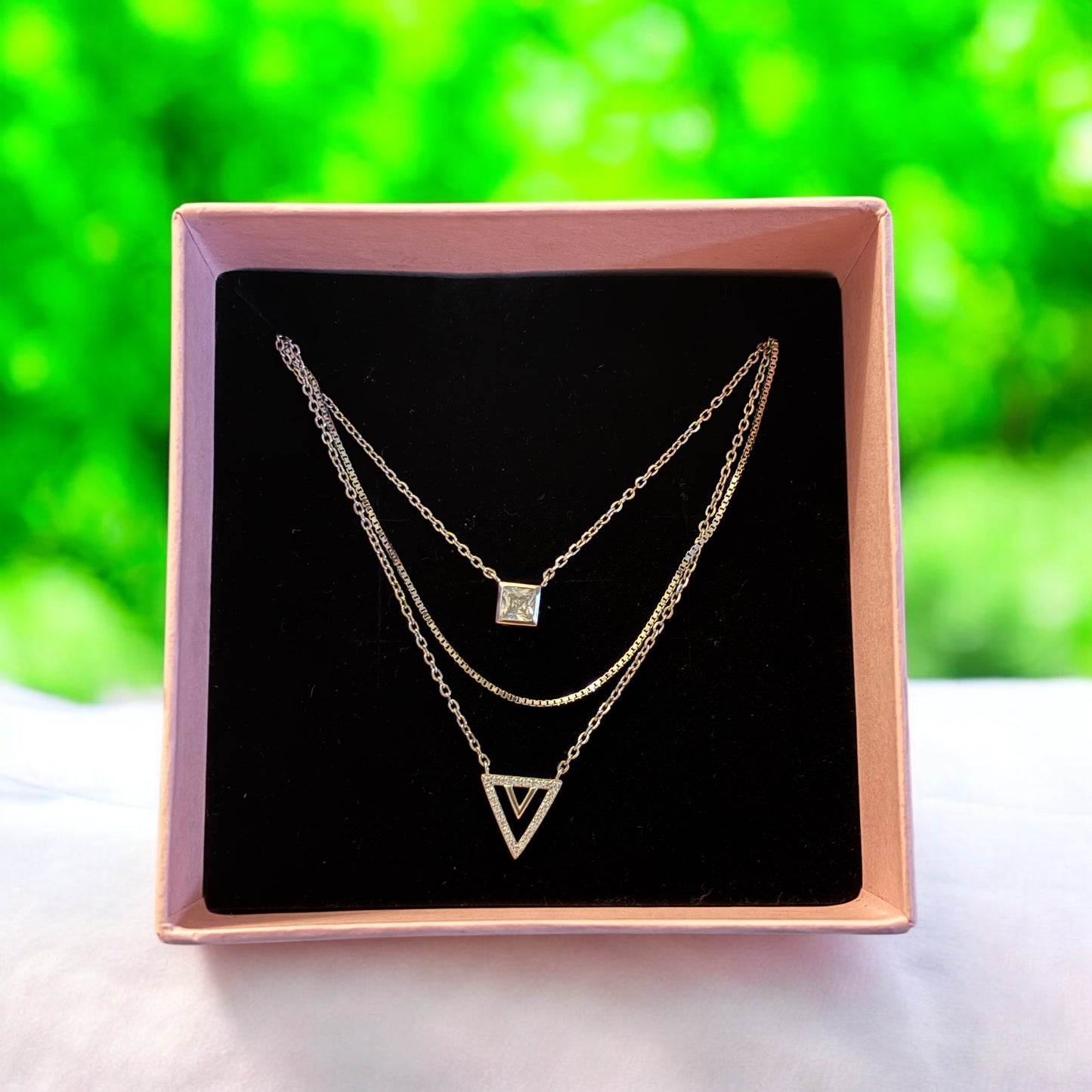 Victory triple layer 925 silver necklace