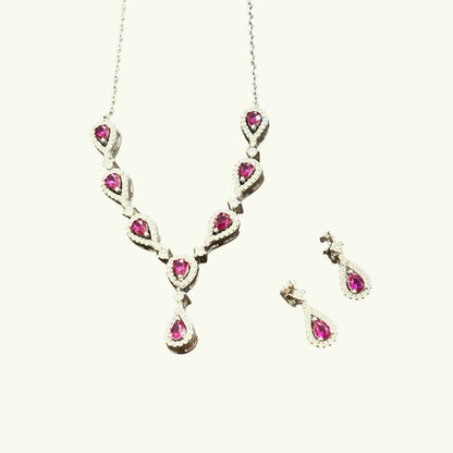 Tear drop Ruby Necklace Set