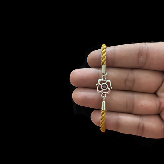 Modern SwastikThreaded Oxidised Rakhi