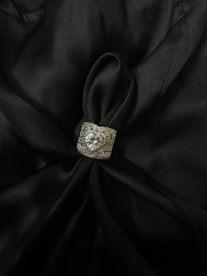 Royal Heart Solitaire Silver Ring