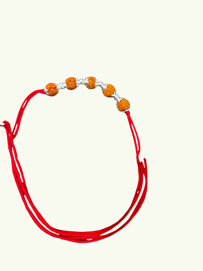 5 Rudraksh silver Rakhi