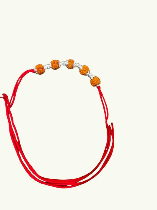 5 Rudraksh silver Rakhi