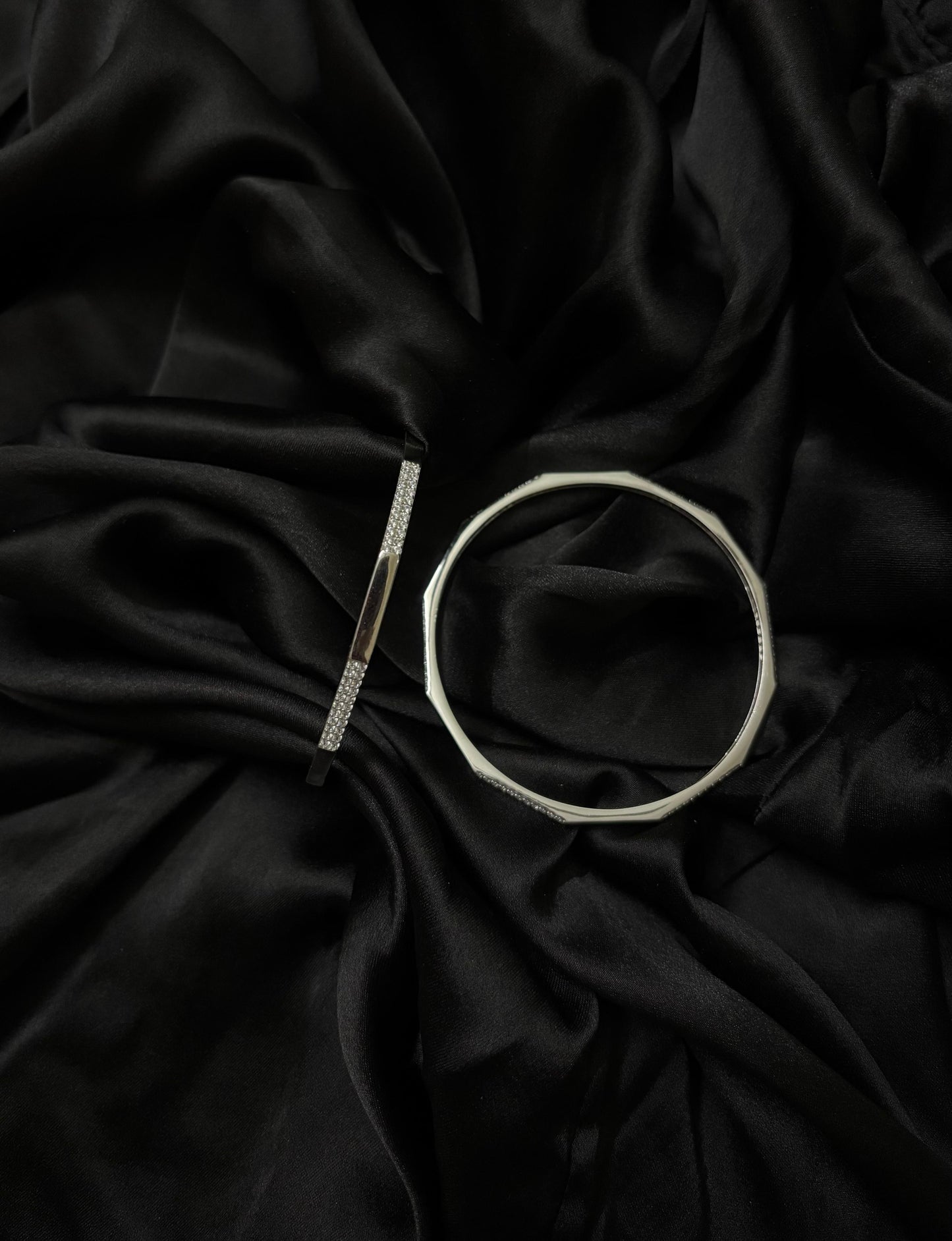 Geometric trendy Diamond silver Bangle