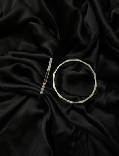 Geometric trendy Diamond silver Bangle