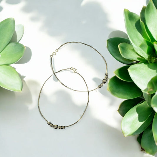 Beaded oxidised 925 Anklet