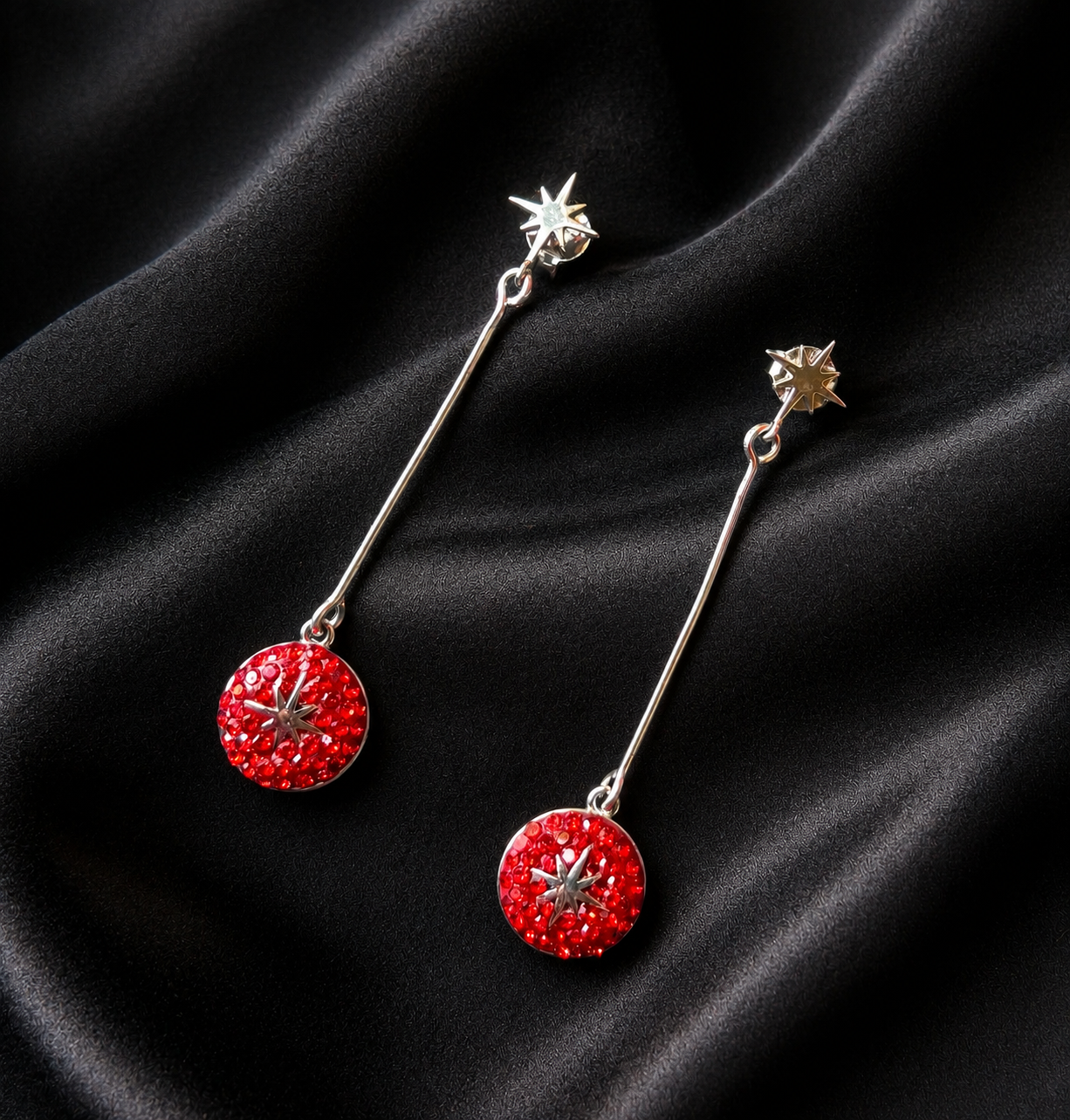 Minimal cherry swing 925 silver earrings