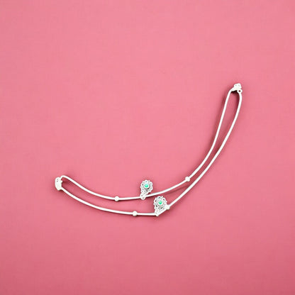 Floral Charm oxidised Anklet