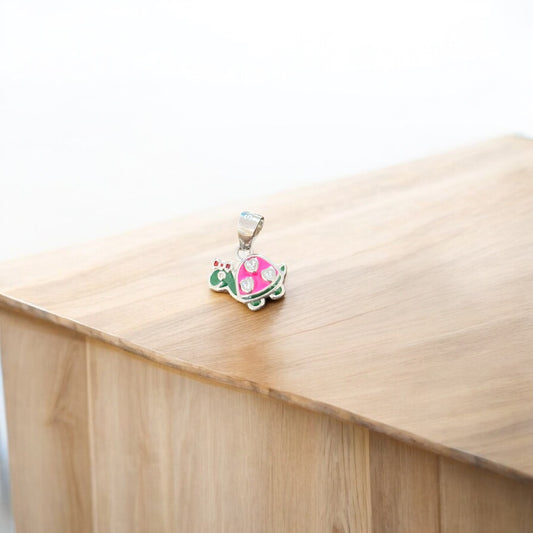 Cute Tortoise Face Kids Silver Pendent