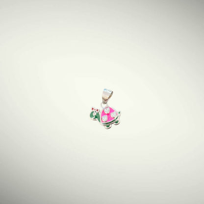 Cute Tortoise Face Kids Silver Pendent
