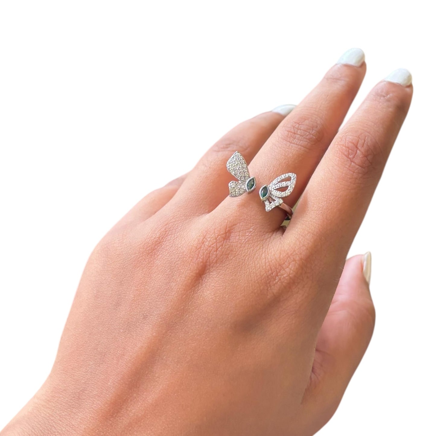 Adjustable butterfly Silver ring