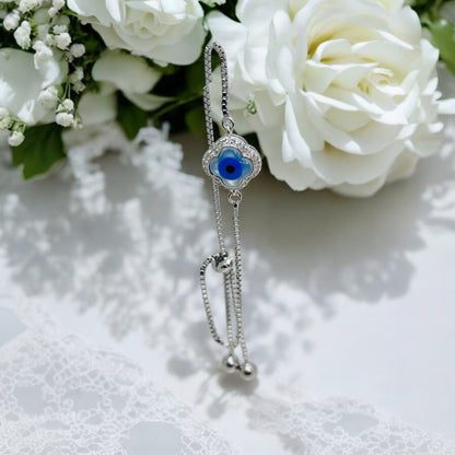 Evil eye flower bracelet