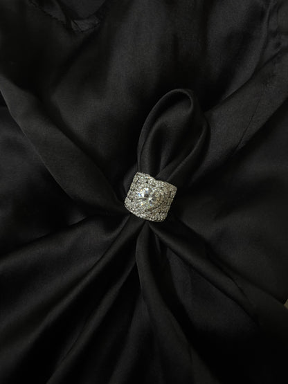 Royal Heart Solitaire Silver Ring