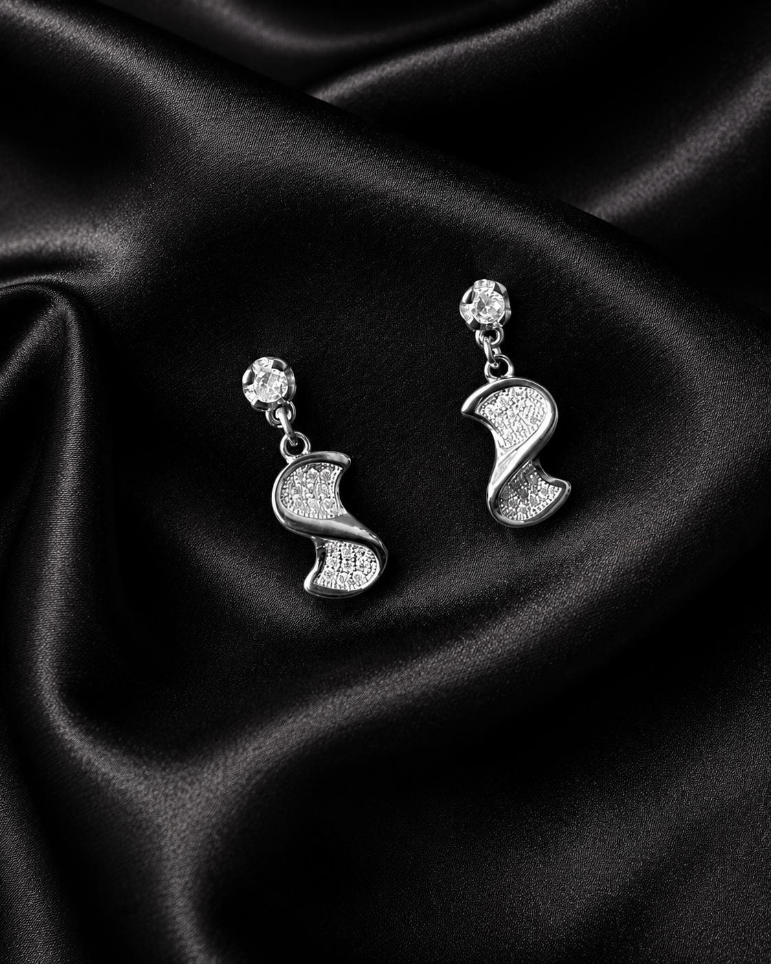Dual S Sterling Silver Drop Earring