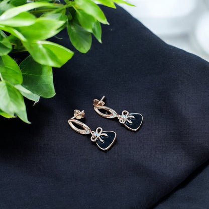 Knot Drop rose gold earring