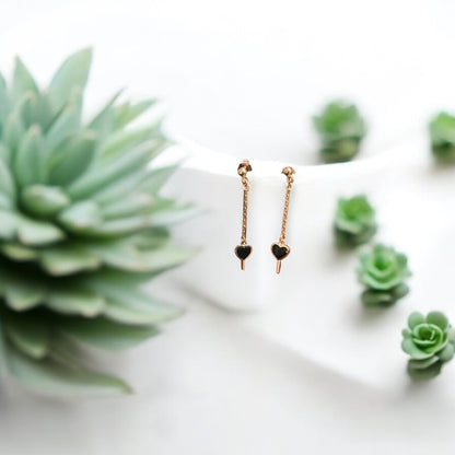 Stick drop with chain Earring