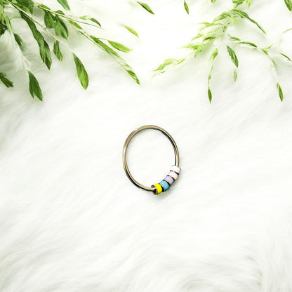 Minimal Silver ring with Colorful beads