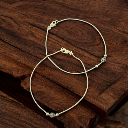 Interlink minimal oxidised 925 anklet