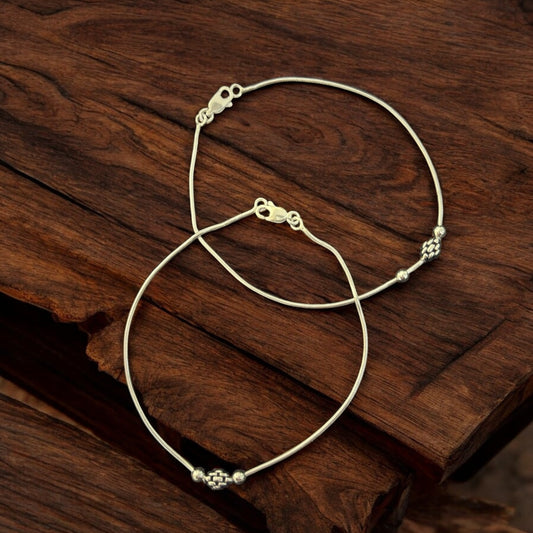 Interlink minimal oxidised 925 anklet