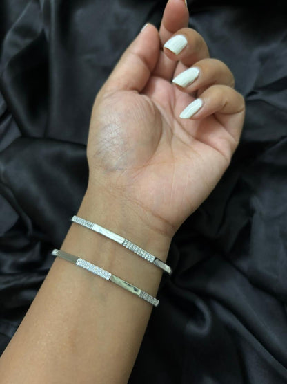 Geometric trendy Diamond silver Bangle