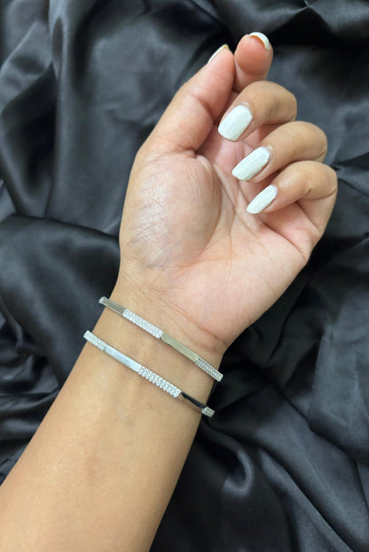 Geometric trendy Diamond silver Bangle