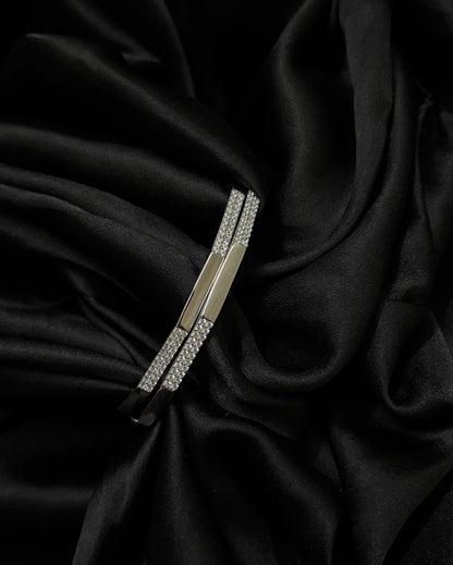 Geometric trendy Diamond silver Bangle