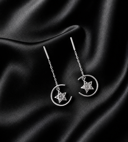Star in moon Dangling 925 silver earring