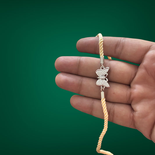Butterfly Threaded silver bhabhi  Rakhi