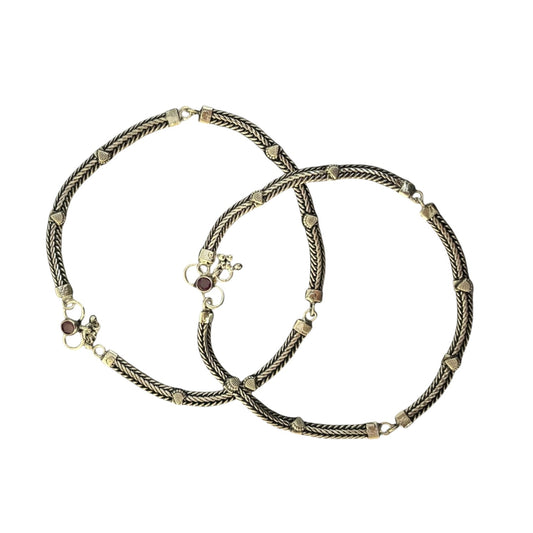Tribal Oxidised 925 silver anklet