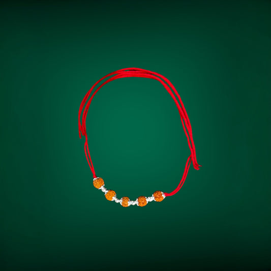 5 Rudraksh silver Rakhi