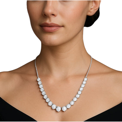 String of solitaire 925 silver necklace set