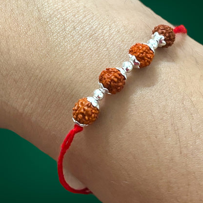 Rudraksh and silver beads Rakhi