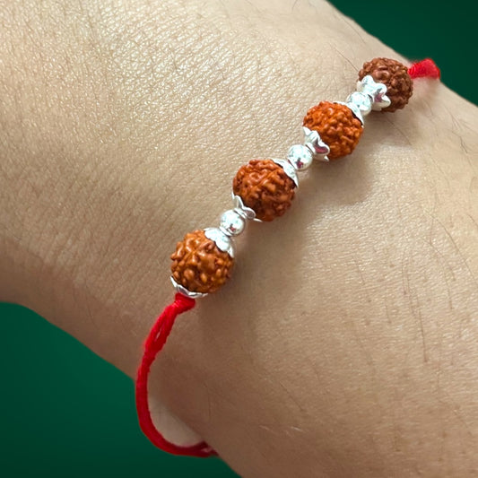 Rudraksh and silver beads Rakhi