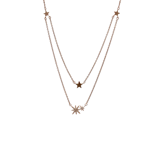 Triple star rose gold double gold Necklace