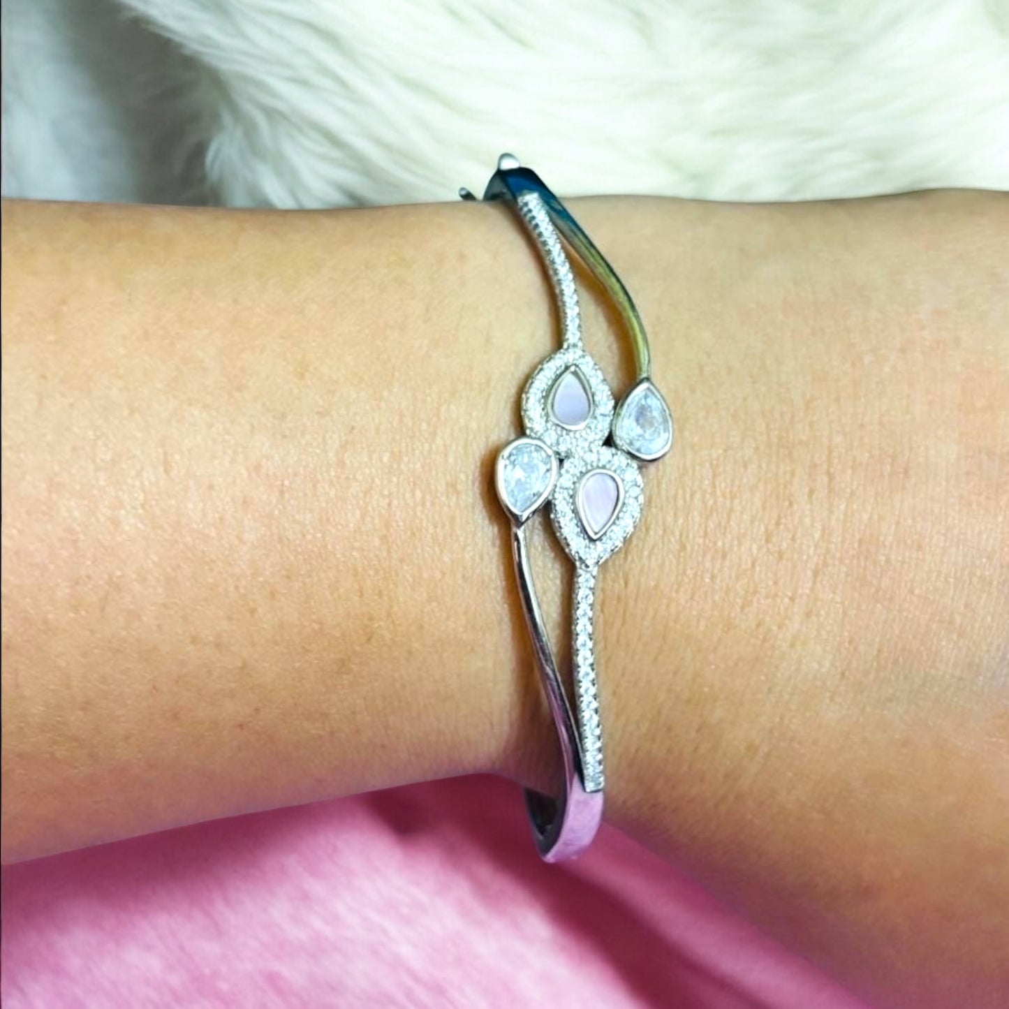 Floral Pink MOP Silver kada
