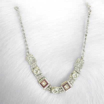 Ethnic gemstone silver Oxidised Necklace