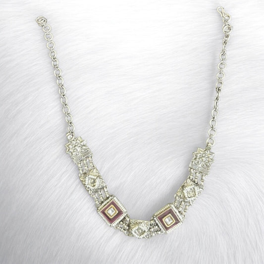 Ethnic gemstone silver Oxidised Necklace