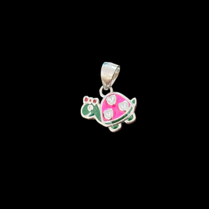Cute Tortoise Face Kids Silver Pendent
