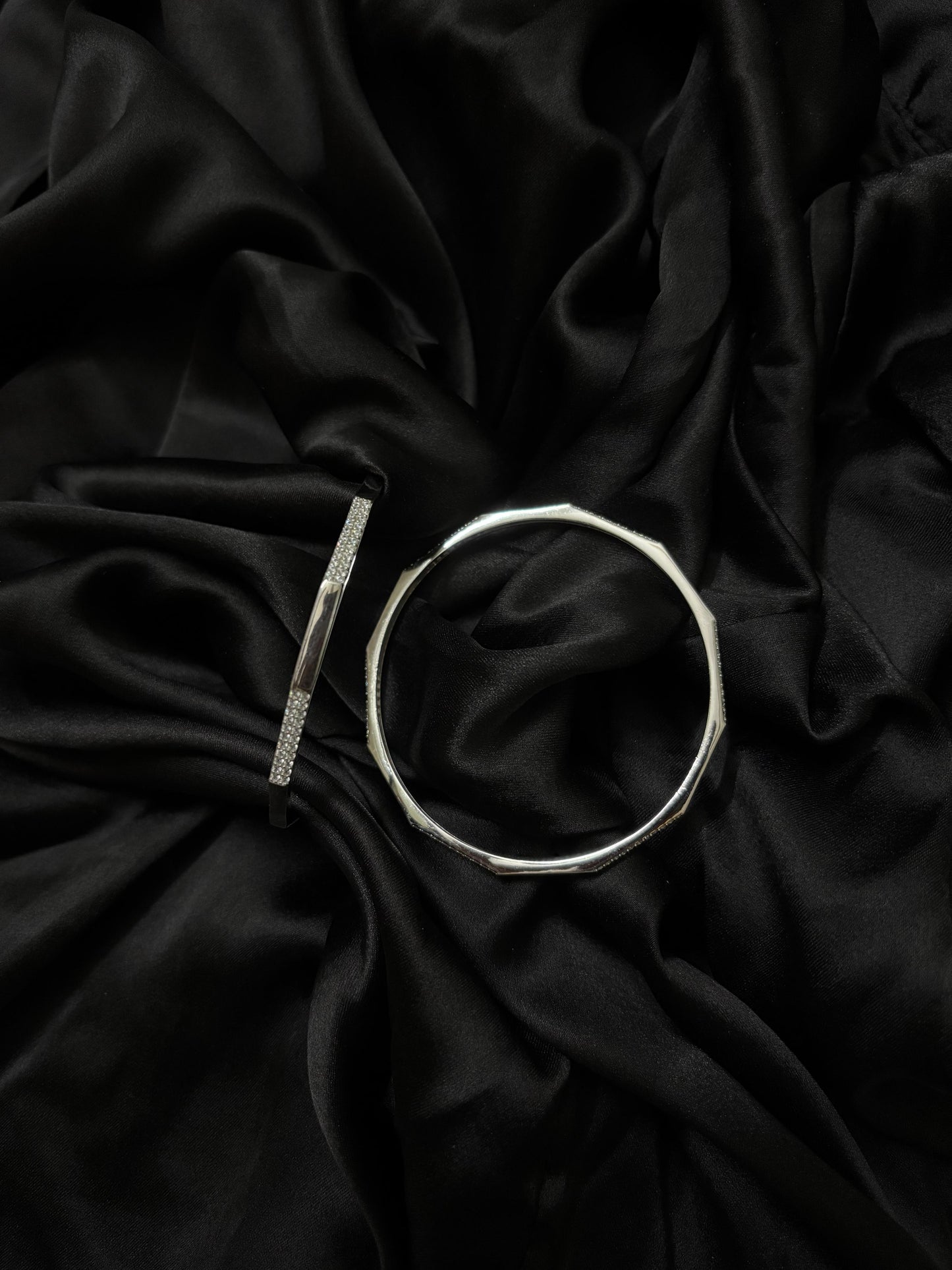 Geometric trendy Diamond silver Bangle