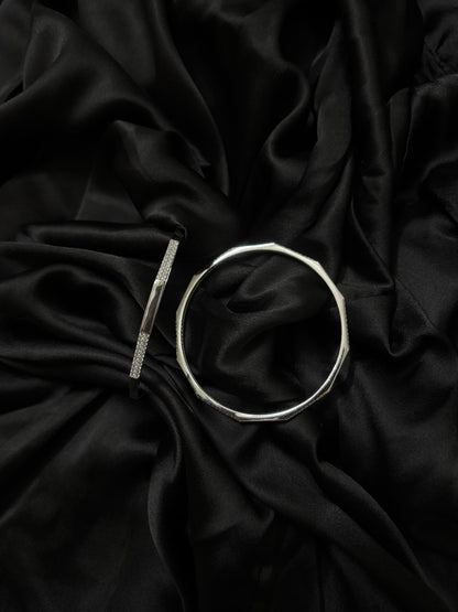 Geometric trendy Diamond silver Bangle